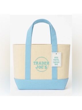 TRADER JOE’S Mini Tote Bag in Pastel Blue. Brand New with Tags.